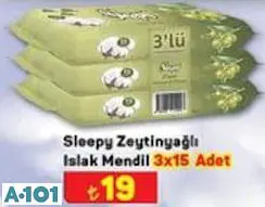 SLEEPY ZEYTİNYAĞLI ISLAK MENDİL 3X15 ADET